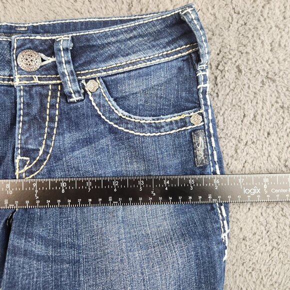 Silver Jeans Women's 26 Suki Low Rise Ankle Crop Thick Stitch Stretch Blue Denim - Picture 6 of 12